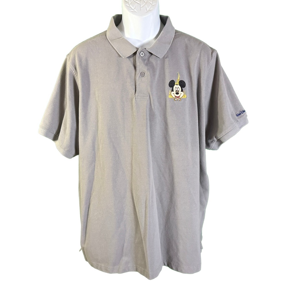 Disney Polo Shirt Mens XXL Gray Walt Disney World 50th Anniversary Mickey Mouse